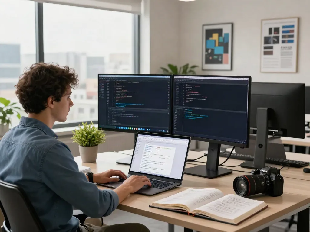 Dynamic web development workspace showing the essence of https://rokok88amp.org with code and design elements.