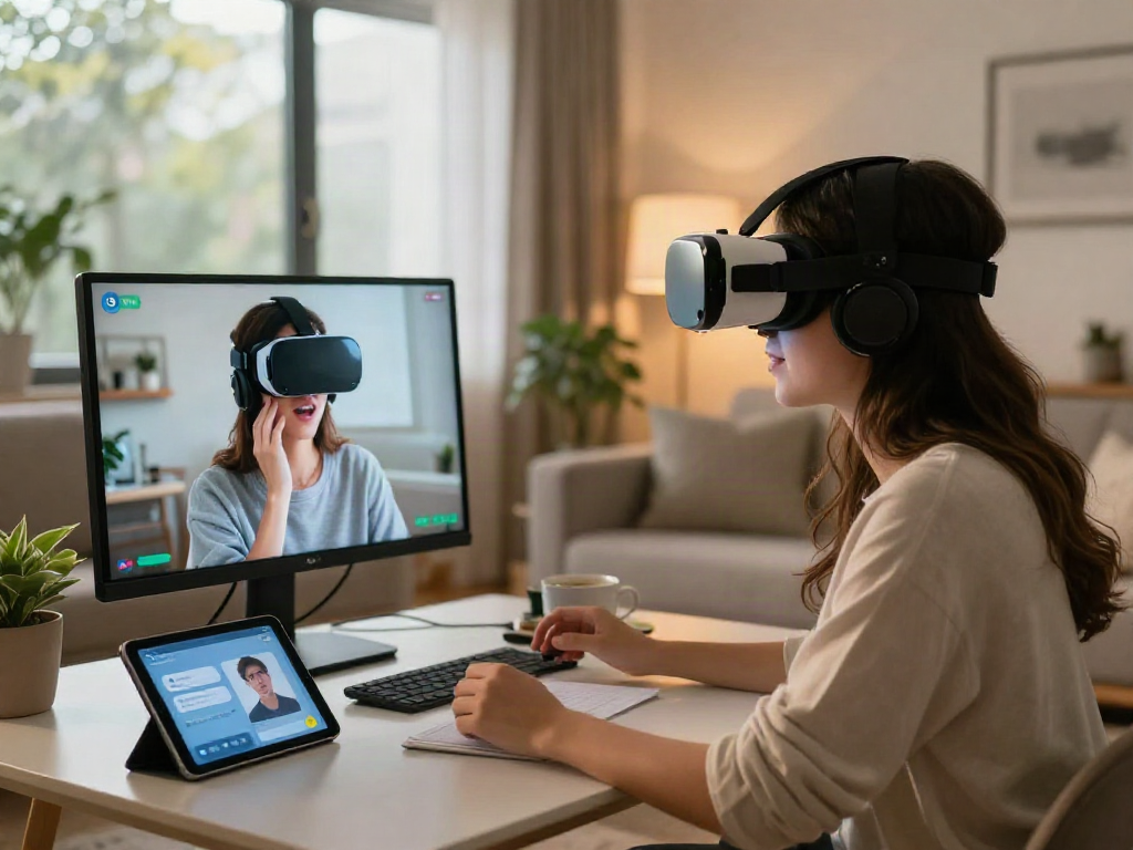 Couple experiencing virtual dating with AI gf technology, showcasing modern romance.