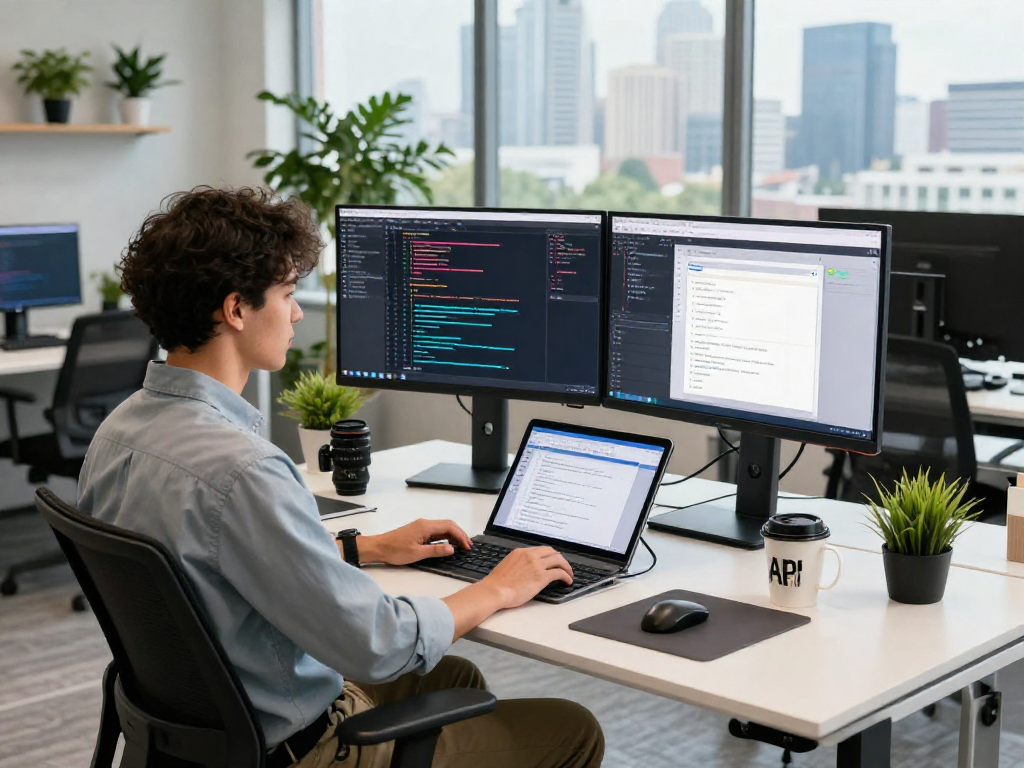 Juicy ai software development scene showcasing innovative coding and AI integration in a bright workspace.