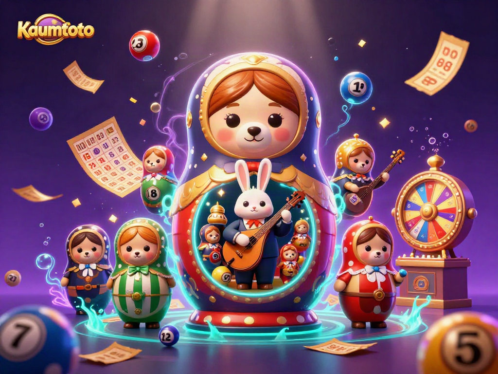Engage with Kaumtoto's lively casino world featuring cartoon bears and colorful lottery elements.